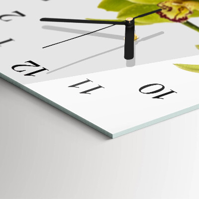 Wanduhr aus glas Orchidee