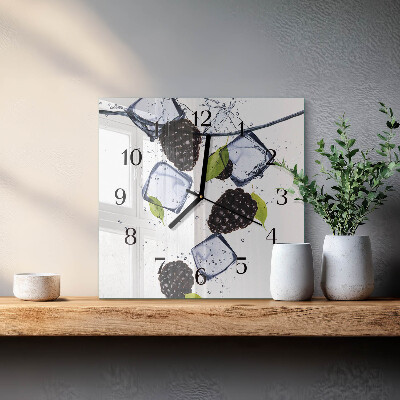 Wanduhr aus glas Brombeeren