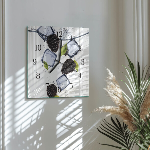 Wanduhr aus glas Brombeeren