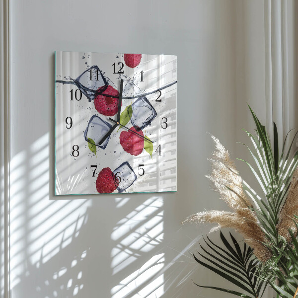 Wanduhr aus glas Himbeeren
