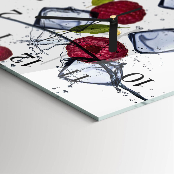 Wanduhr aus glas Himbeeren