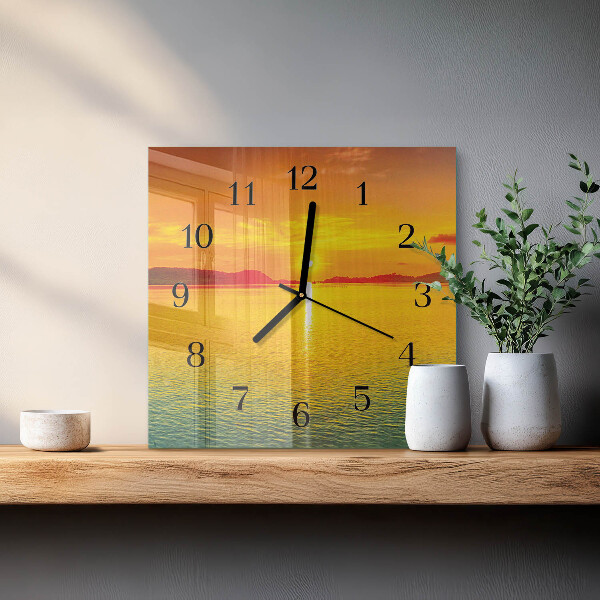 Wanduhr aus glas Sonnenuntergang