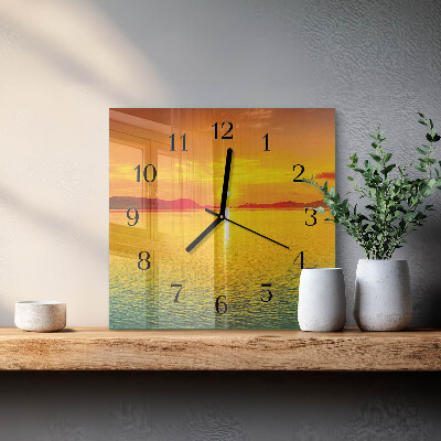 Wanduhr aus glas Sonnenuntergang