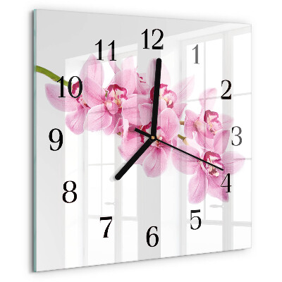 Wanduhr aus glas Orchidee