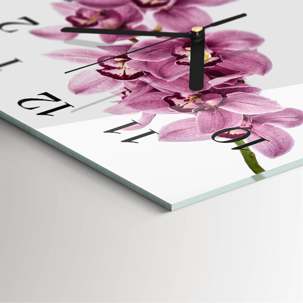 Wanduhr aus glas Orchidee