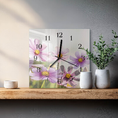 Wanduhr aus glas Blumen