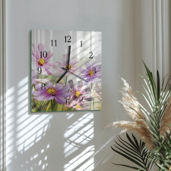 Wanduhr aus glas Blumen