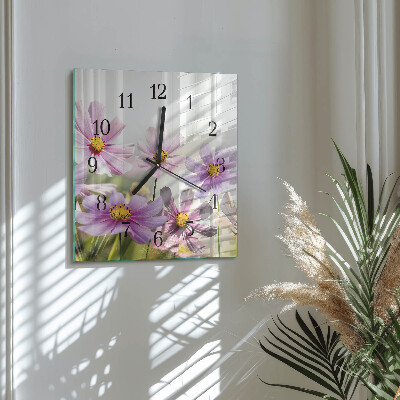 Wanduhr aus glas Blumen