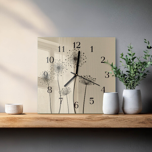 Wanduhr aus glas Blumen