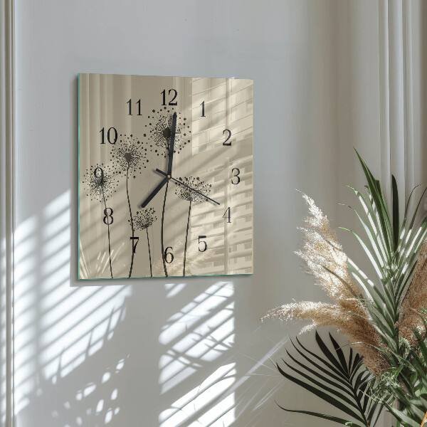 Wanduhr aus glas Blumen