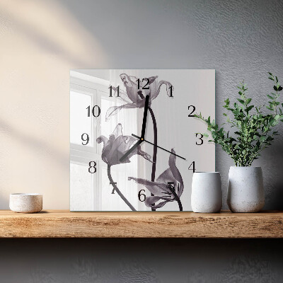 Wanduhr aus glas Blumen