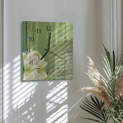 Wanduhr aus glas Lilie