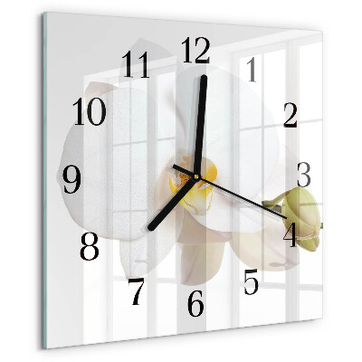 Wanduhr aus glas Orchidee