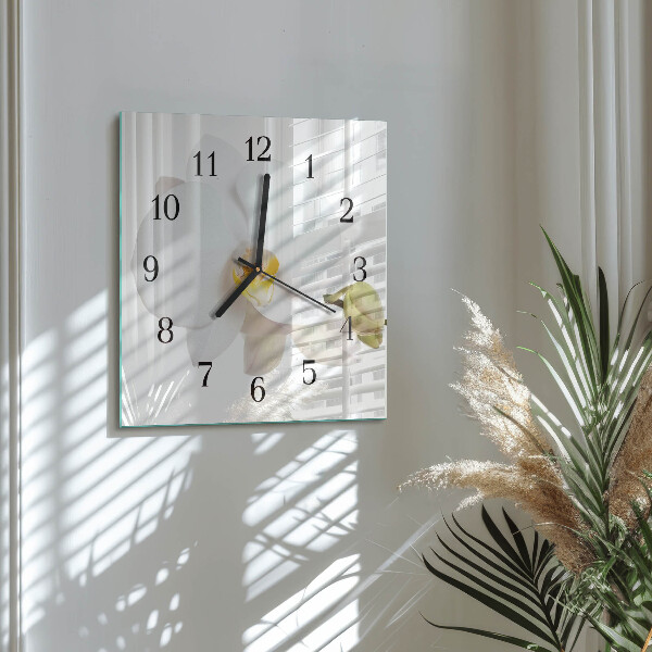 Wanduhr aus glas Orchidee