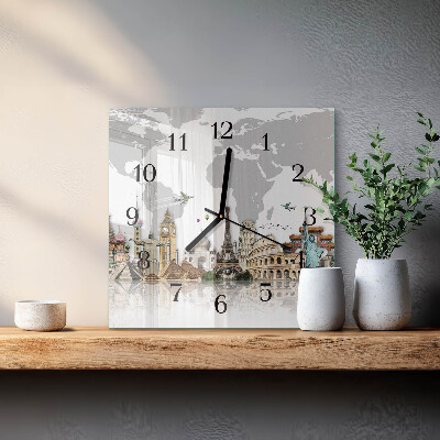 Wanduhr aus glas Welt