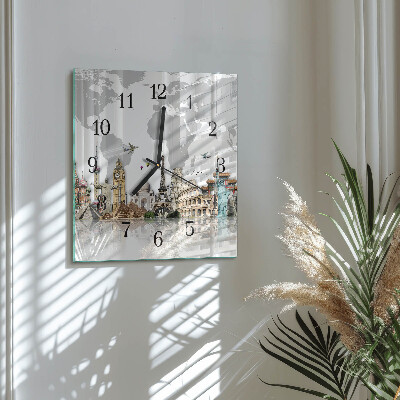 Wanduhr aus glas Welt