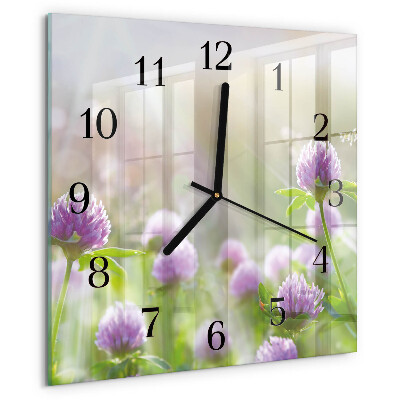Wanduhr aus glas Blumen