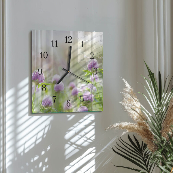 Wanduhr aus glas Blumen
