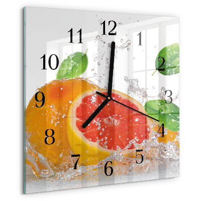 Wanduhr aus glas Grapefruit