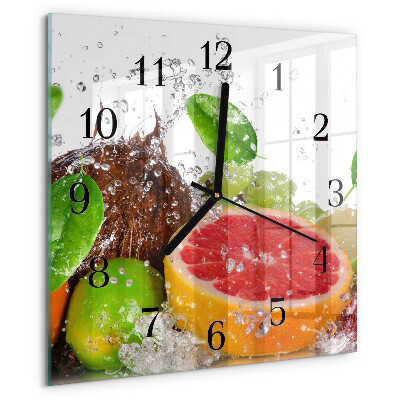 Wanduhr aus glas Obst