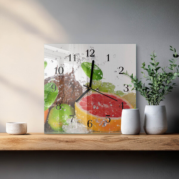 Wanduhr aus glas Obst