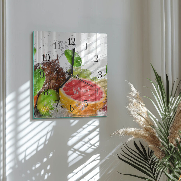 Wanduhr aus glas Obst