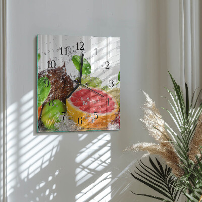 Wanduhr aus glas Obst
