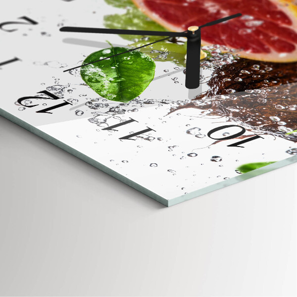 Wanduhr aus glas Obst