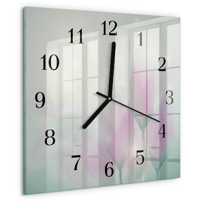 Wanduhr aus glas Blumen