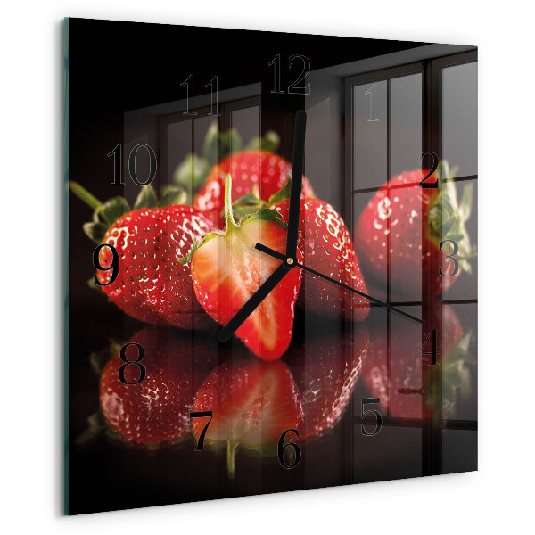 Wanduhr aus glas Erdbeeren
