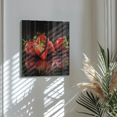 Wanduhr aus glas Erdbeeren