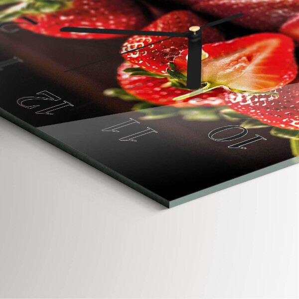 Wanduhr aus glas Erdbeeren