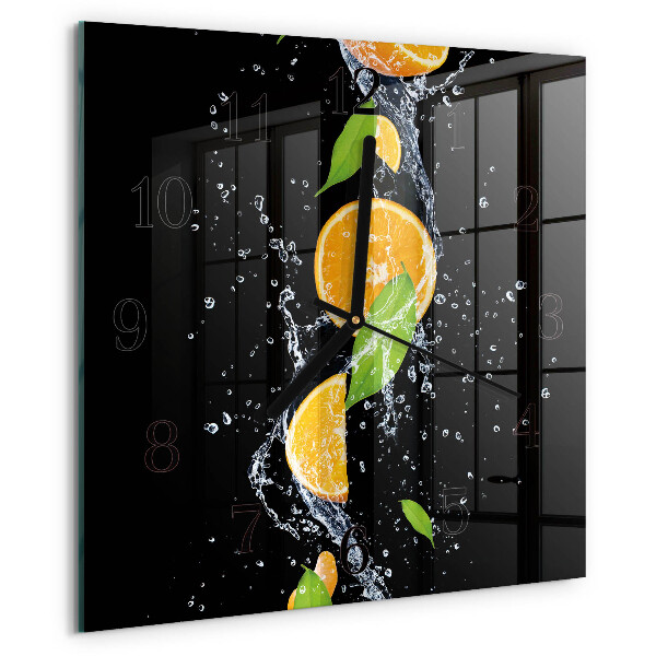 Wanduhr aus glas Orangen