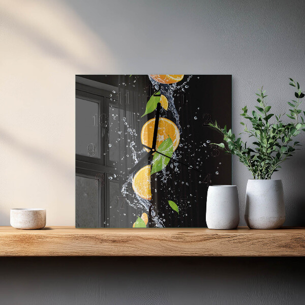 Wanduhr aus glas Orangen