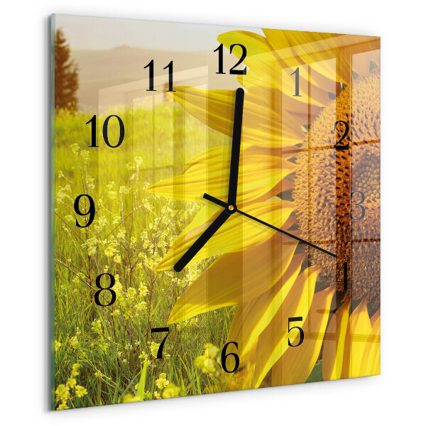 Wanduhr aus glas Sonnenblume