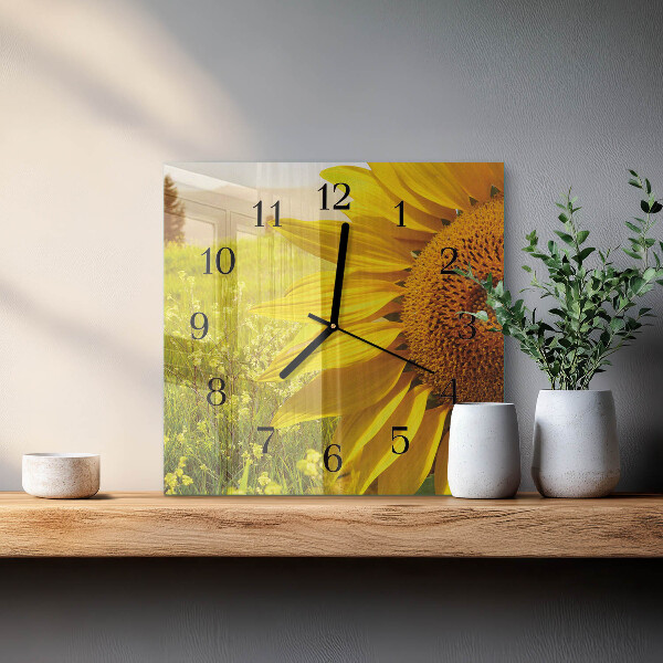 Wanduhr aus glas Sonnenblume