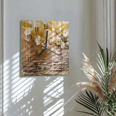 Wanduhr aus glas Blumen