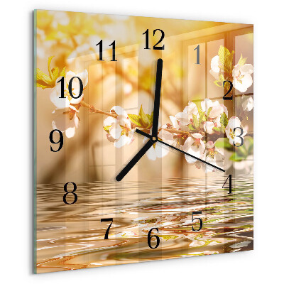 Wanduhr aus glas Blumen
