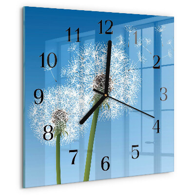 Wanduhr aus glas Löwenzahn