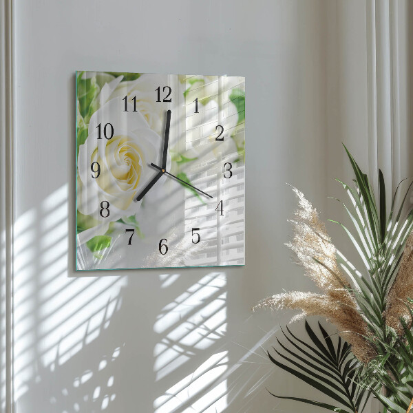 Wanduhr aus glas Rosen