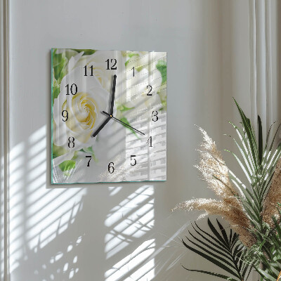 Wanduhr aus glas Rosen