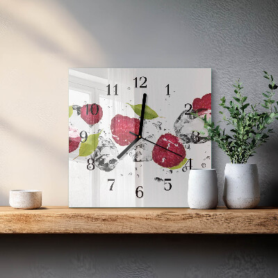 Wanduhr aus glas Himbeeren