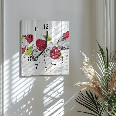 Wanduhr aus glas Himbeeren