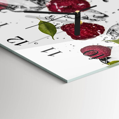 Wanduhr aus glas Himbeeren