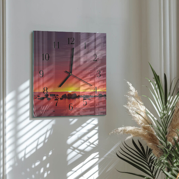 Wanduhr aus glas Sonnenuntergang