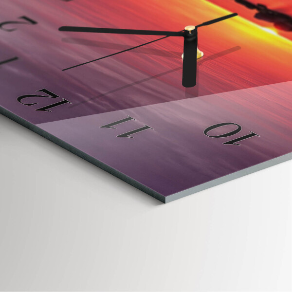 Wanduhr aus glas Sonnenuntergang