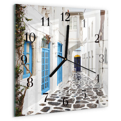 Wanduhr aus glas Santorini
