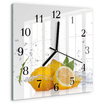 Wanduhr aus glas Zitronen