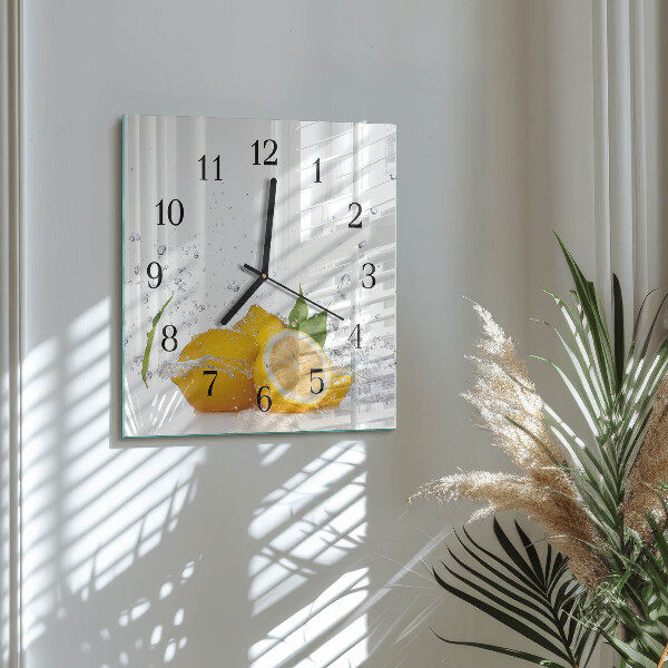 Wanduhr aus glas Zitronen
