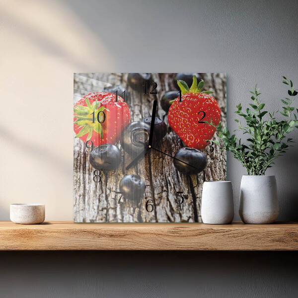 Wanduhr aus glas Blaubeeren